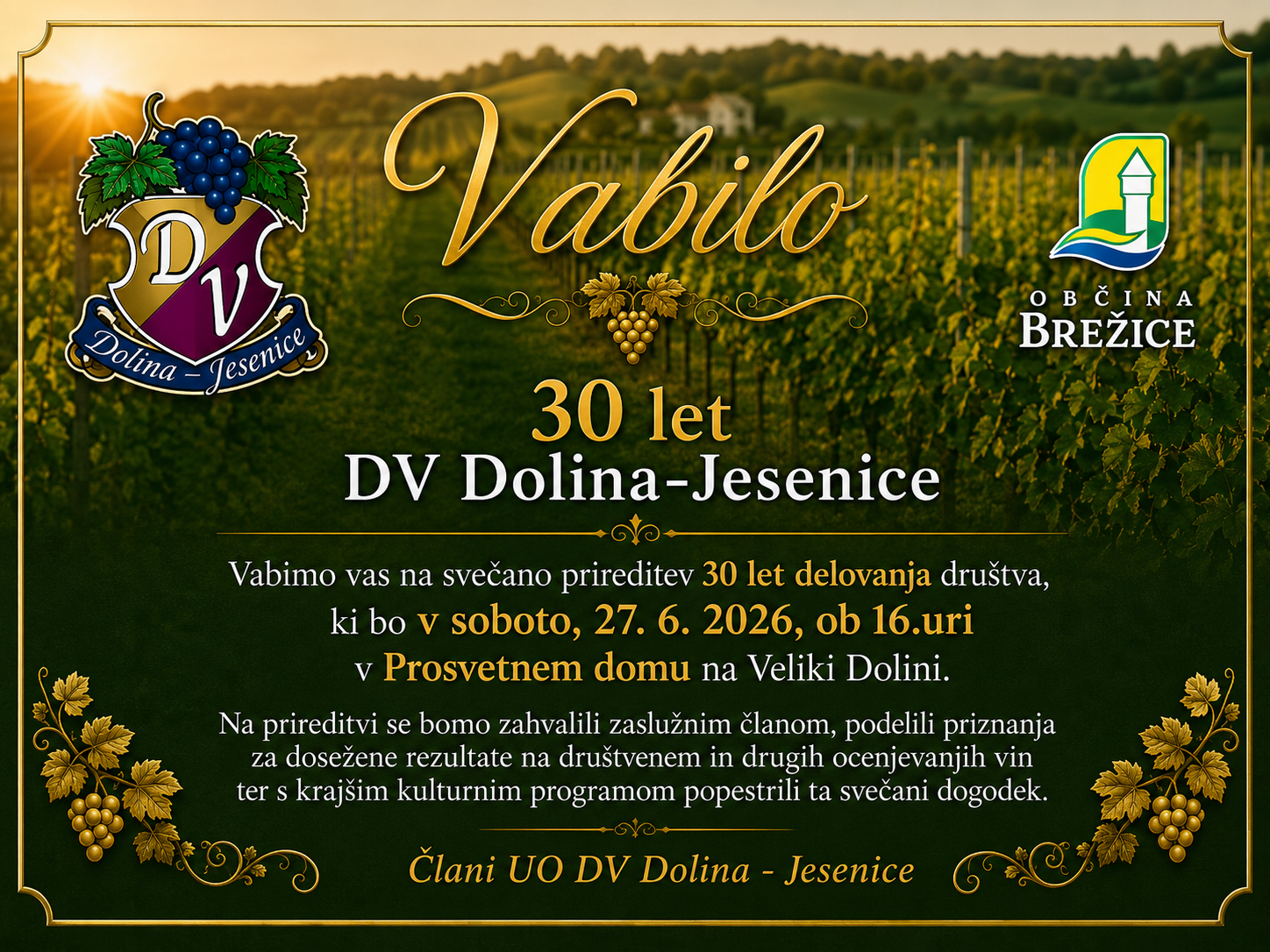 Read more about the article Vabilo na svečano prireditev 30 let delovanja DV Dolina – Jesenice